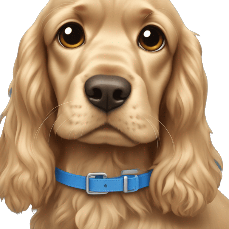 Cocker spaniel with a blue collar girl emoji