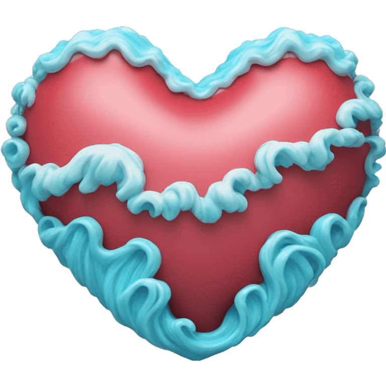 3d heart shape sea wave emoji