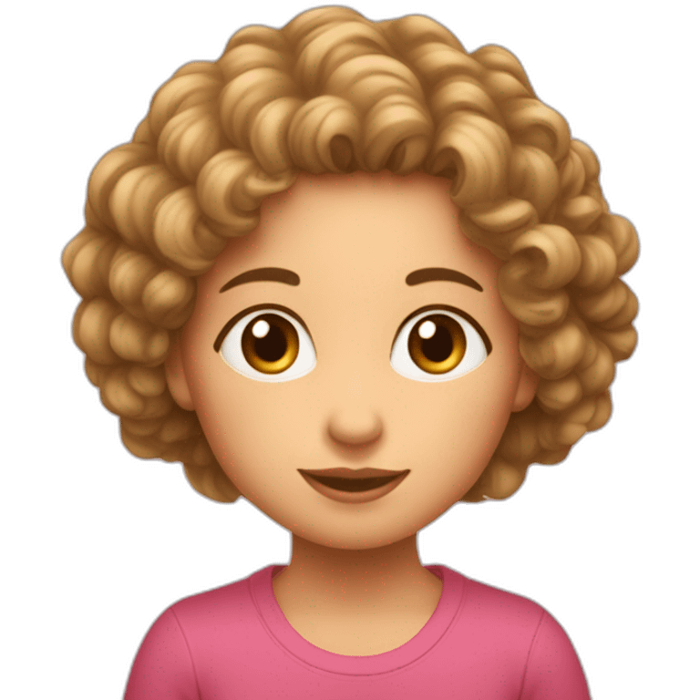 Une petite fille au cheveux bouclés avec sa maman  emoji