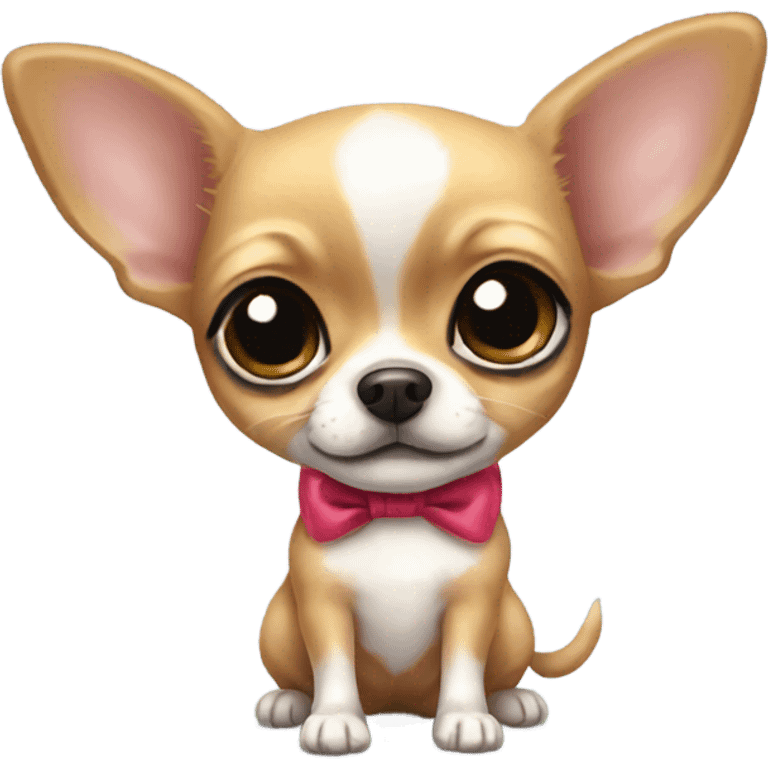 Tiny chihuahua with a bow emoji