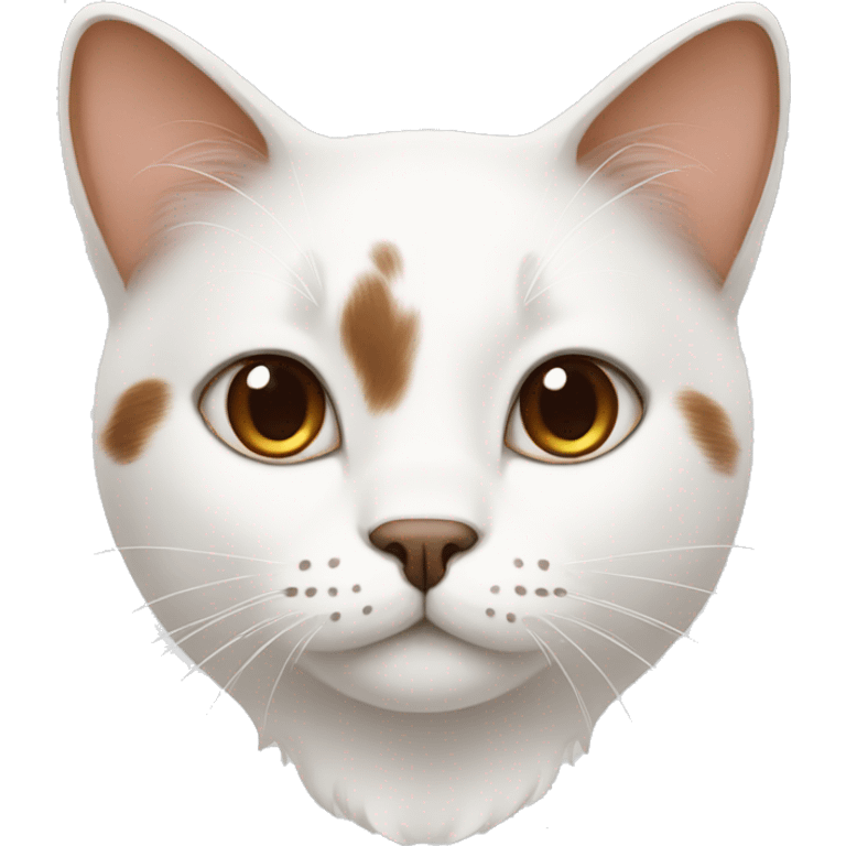 A pure white cat with distinct brown spots on its head emoji