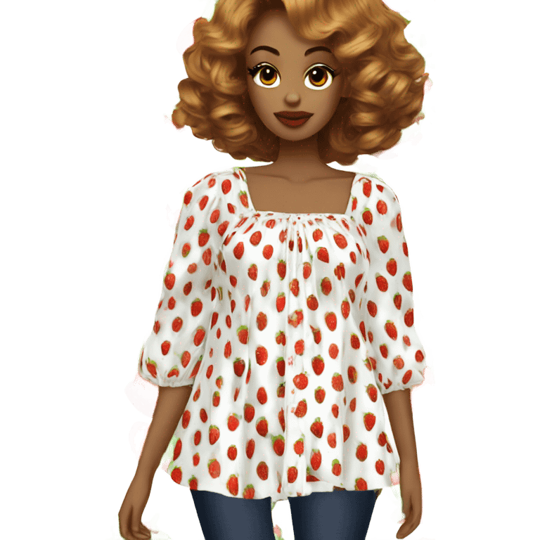 coquette strawberry babydoll blouse emoji