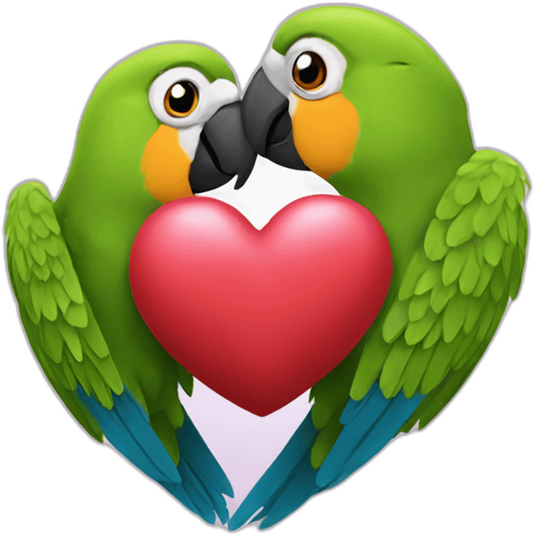 Parrots kiss heart emoji