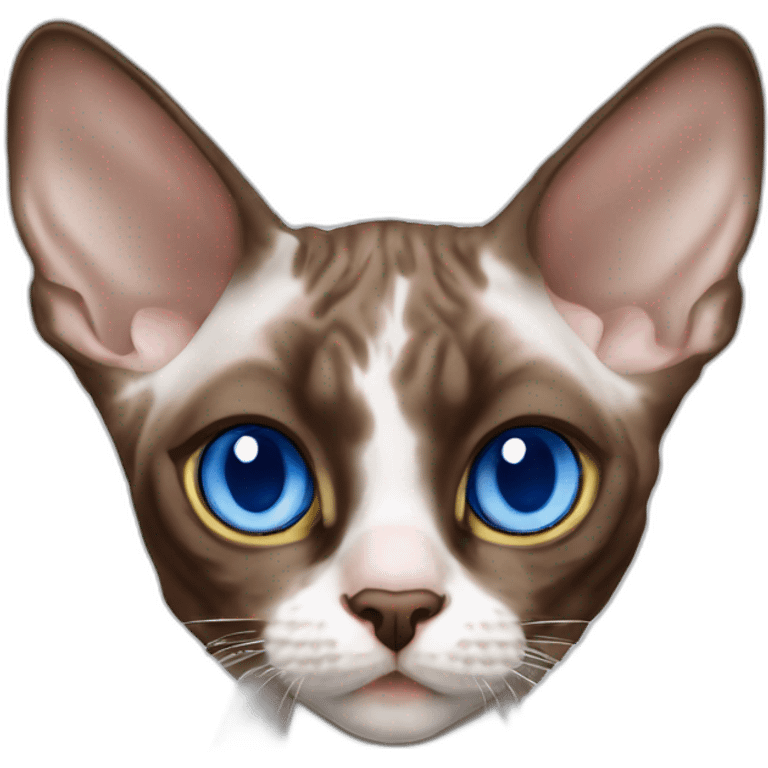 chocolate point devon rex cat with blue eyes emoji