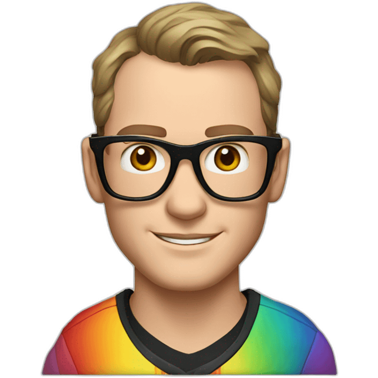 Jonathan Toews wearing glasses and rainbow clothes emoji