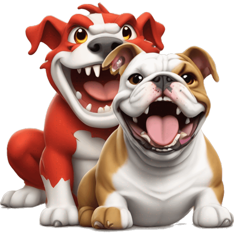 Welsh dragon laughing at English bulldog emoji