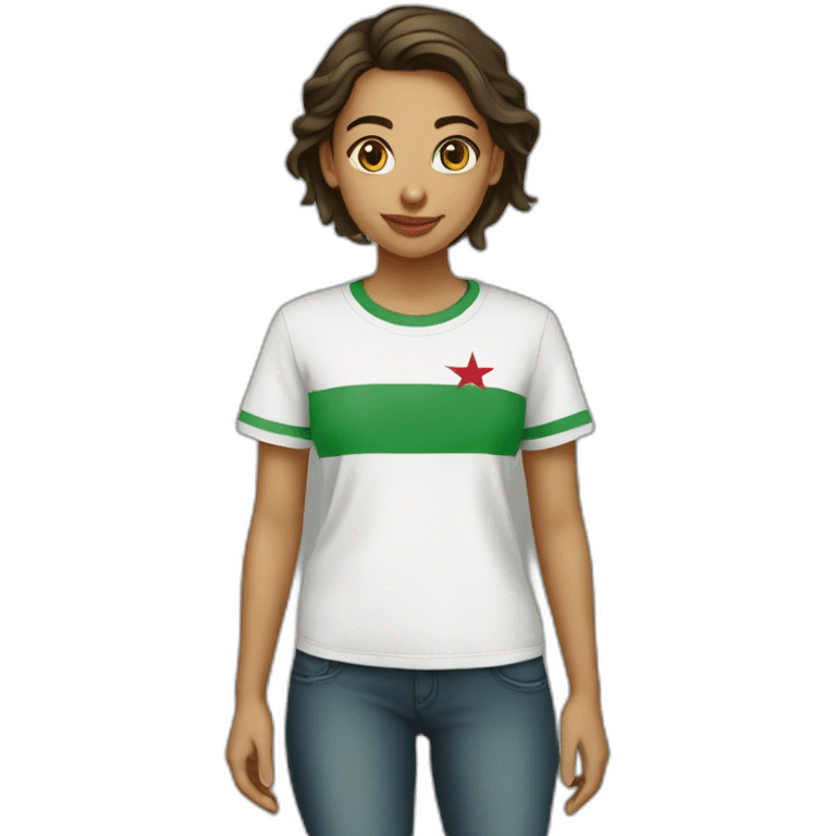 Girl with an algerian t-shirt emoji