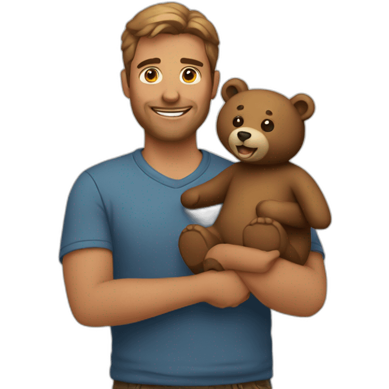 Man holding a bear emoji