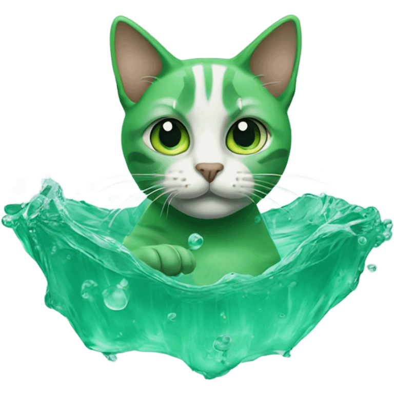 A cat made of green water emoji