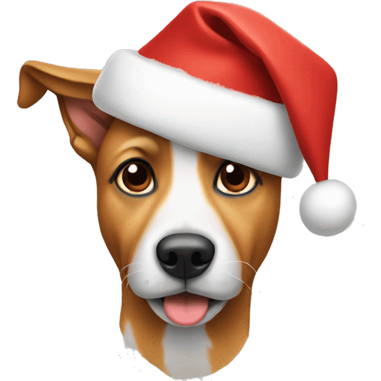 Dog wearing Christmas hat emoji