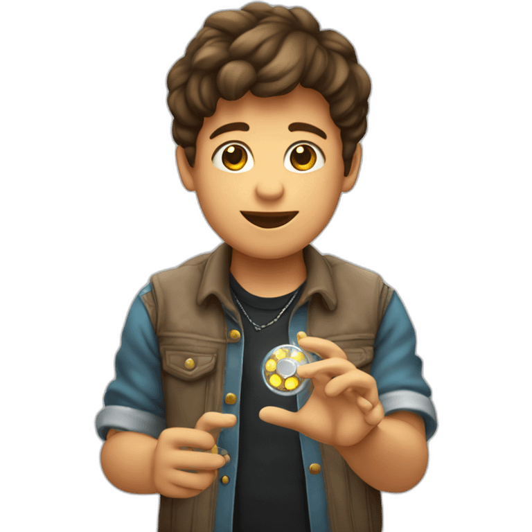 Niño especial con disco en la mano emoji