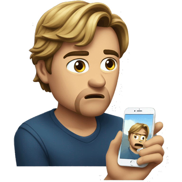 scared leonardo di caprio look at his iphone emoji