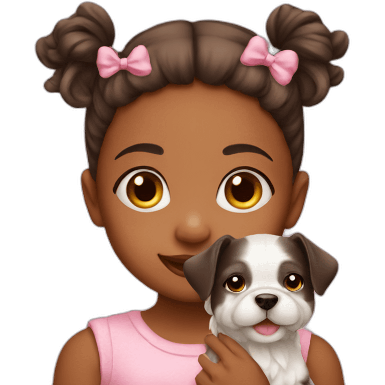 Cute baby girl with dog  emoji