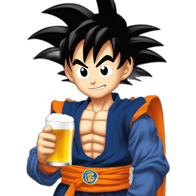 Goku bebiendo cerveza emoji