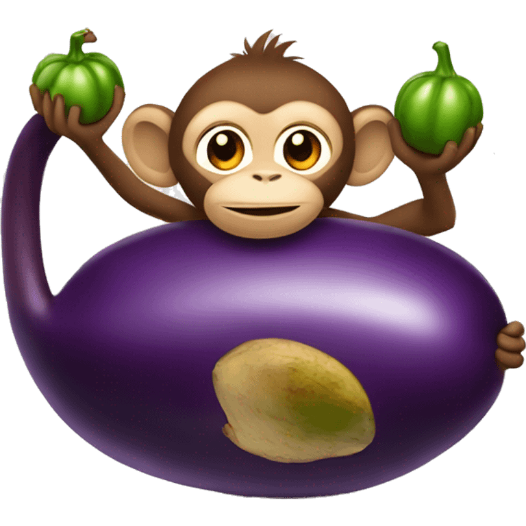 monkey holding an eggplant emoji