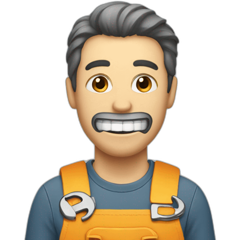 A man with a wrench in his teeth emoji