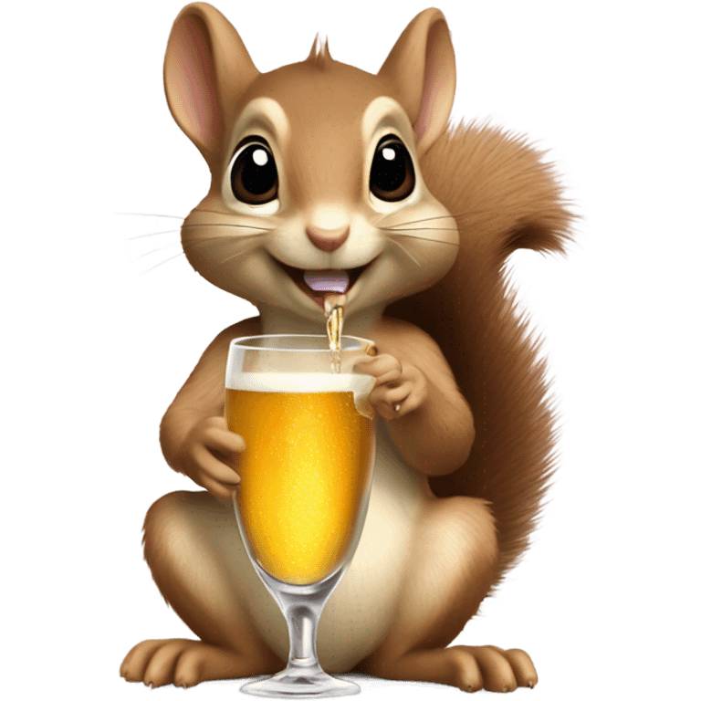 Baby squirrel sipping on Champaign emoji