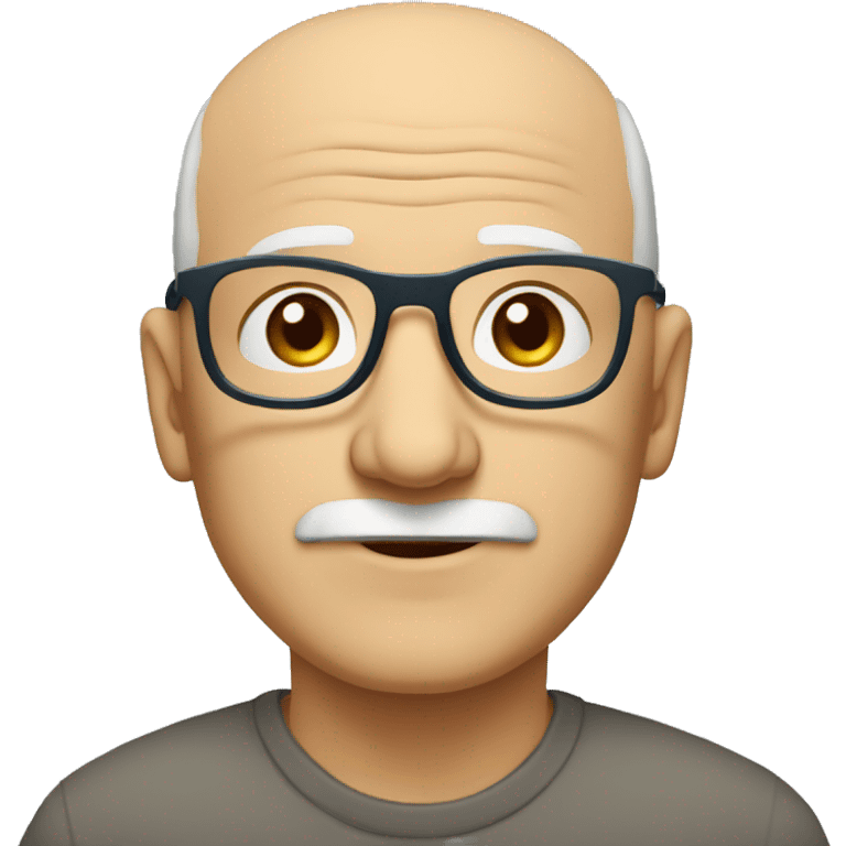 Italian bald old man bluish brown eyes wearing glasses emoji