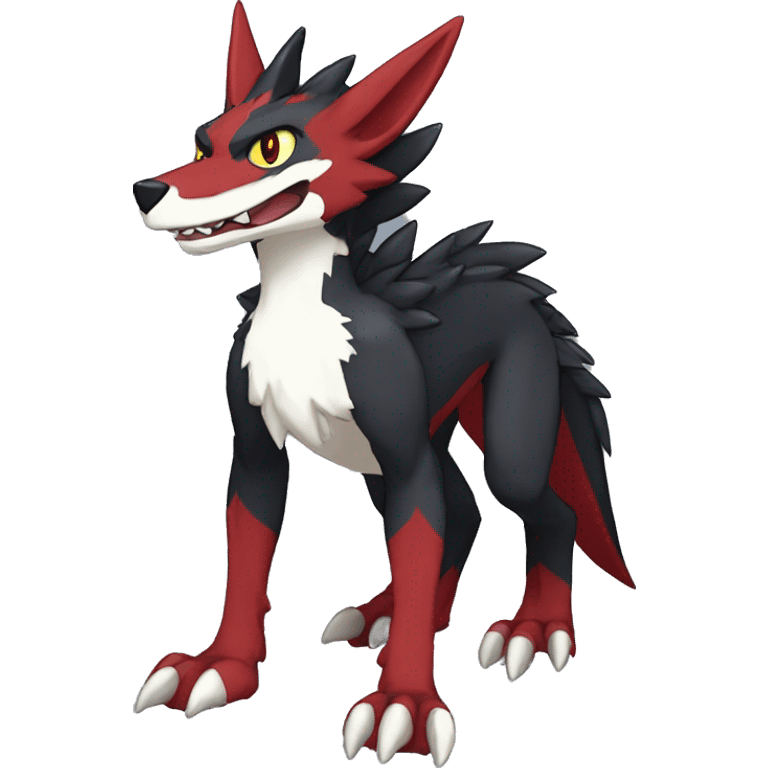 Anthro cool black red nargacuga sergal animal hybrid Fakemon full body emoji