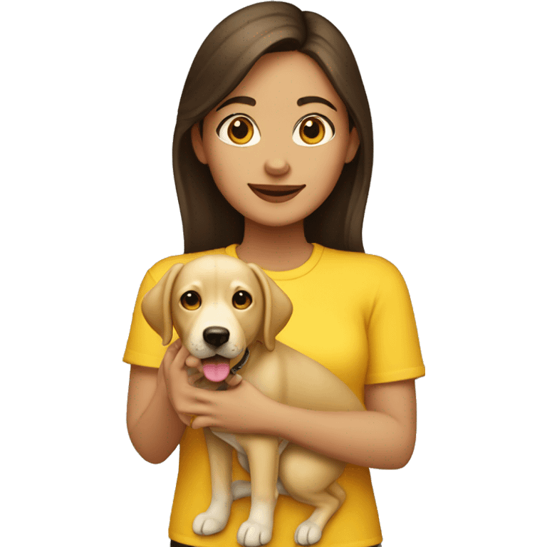 Brunette girl with yellow lab  emoji