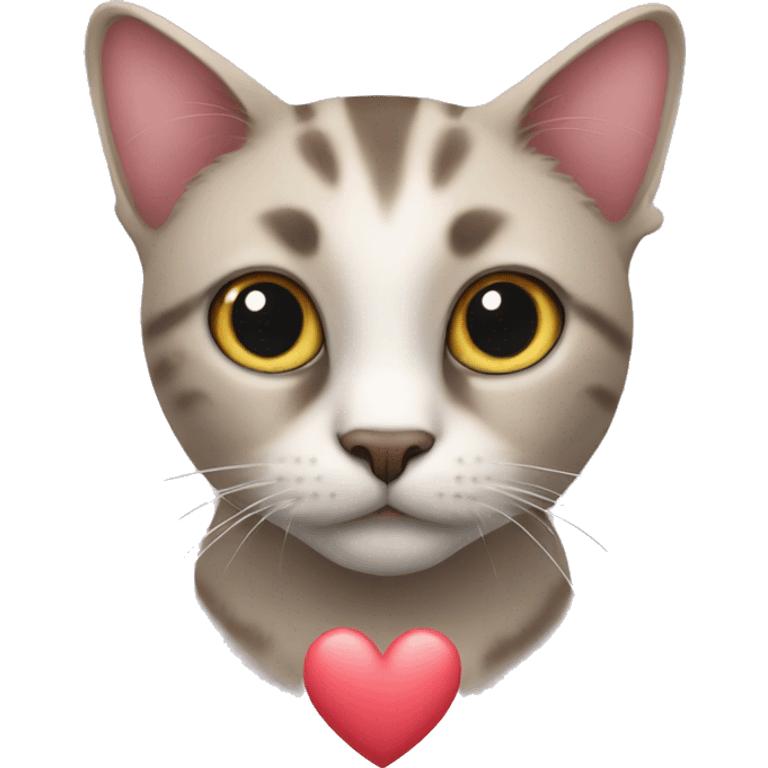 A cat with a heart emoji