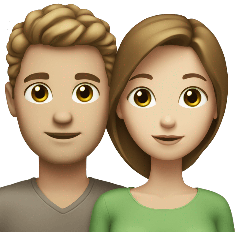 Pale couple with brown hair green eyes emoji