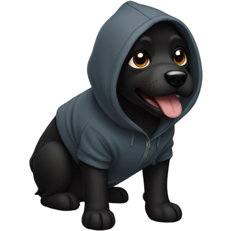 Black Dog wearing a hoodie emoji