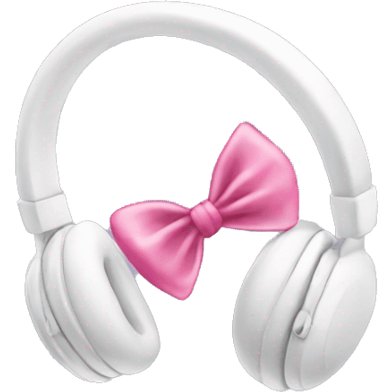 White headphones with pink coquette bow  emoji