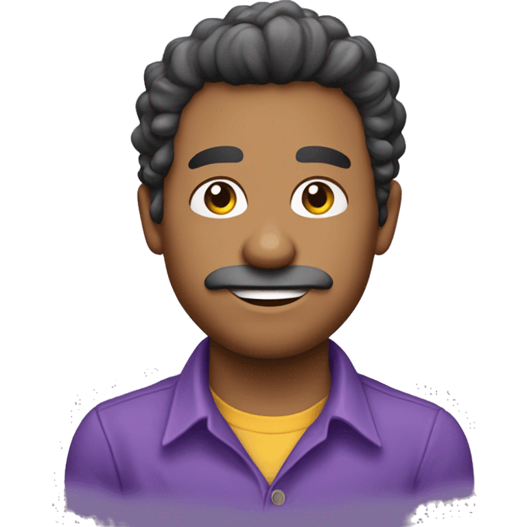 chico moreno de pelo rizado con camisa violeta  emoji