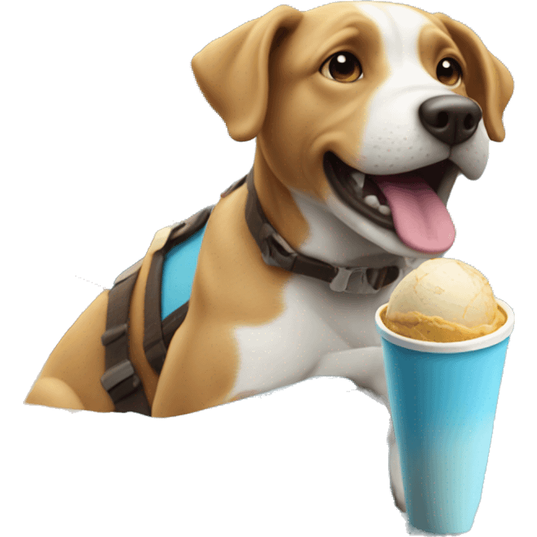 Dog eating ice cream on a boat emoji