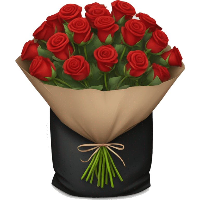 Bouquet of red roses in a black package emoji