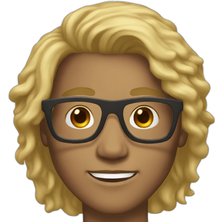 light skin dark blonde guy with round glasses long hair emoji