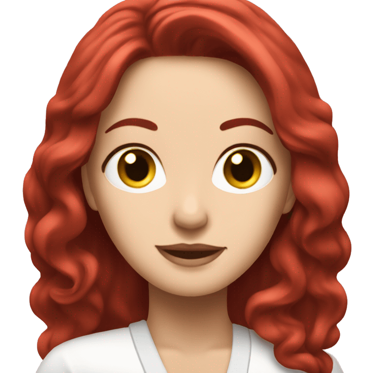 Dark red haired white woman pink spa emoji