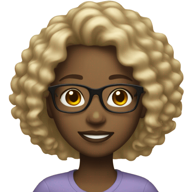 Black girl with glasses and blonde curly highlights  emoji