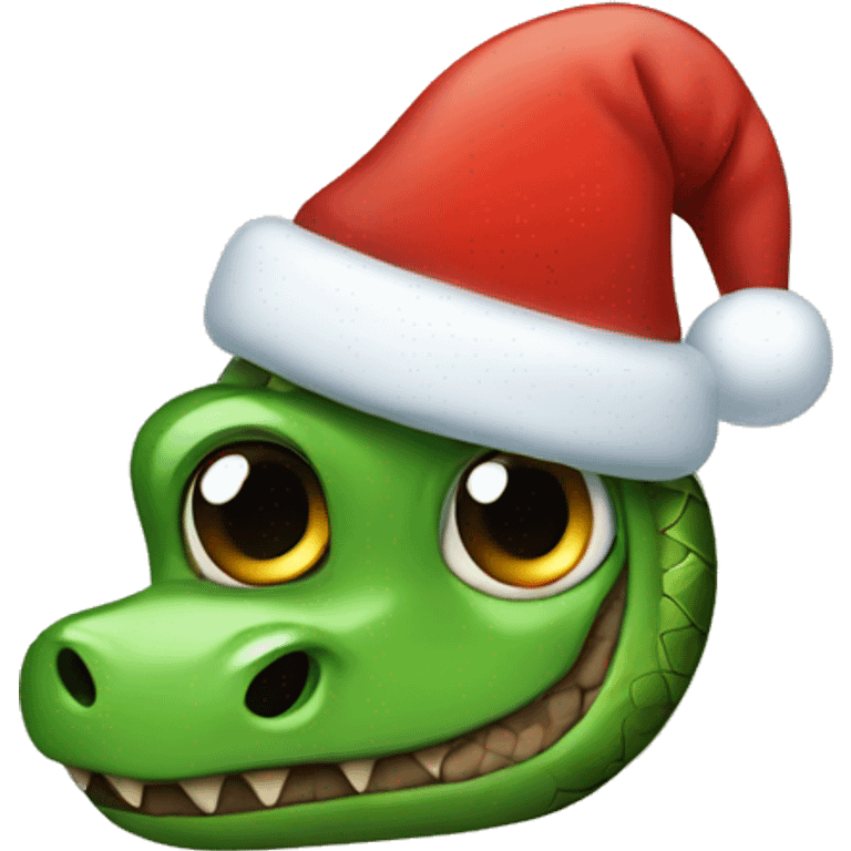 Snake wearing a Christmas hat emoji