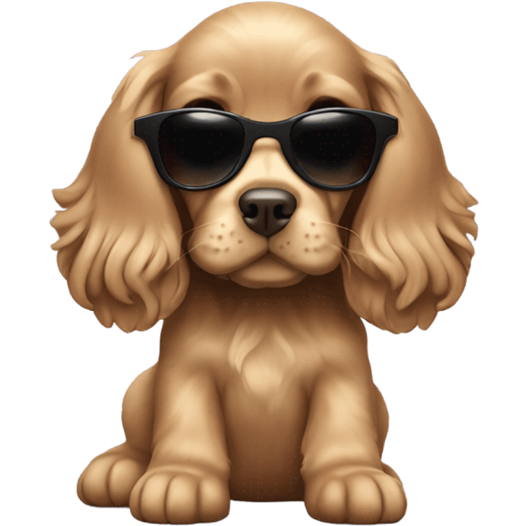 Cocker Spaniel puppy wearing sunglasses emoji