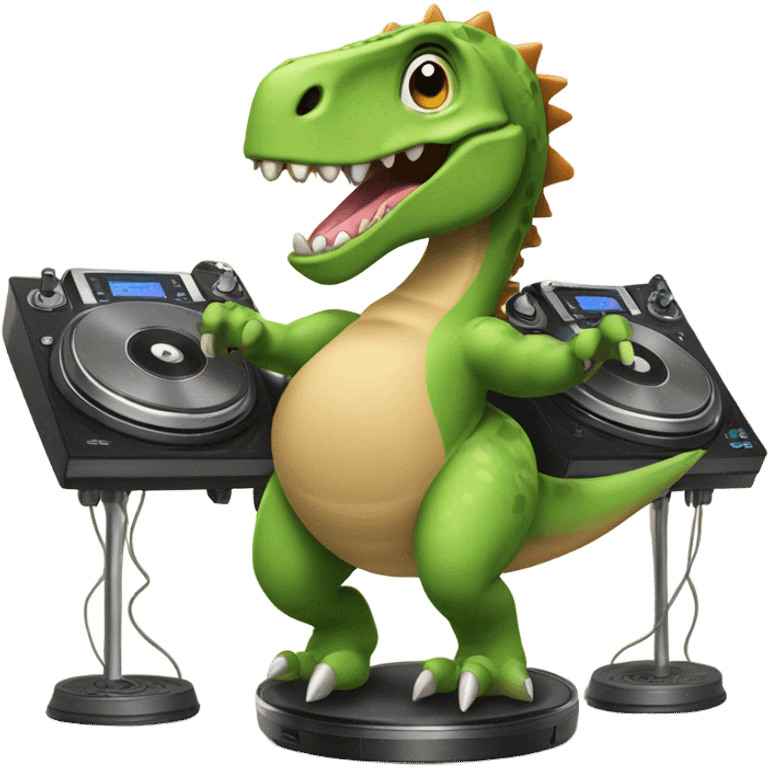 Dinosaur playing on turntables emoji