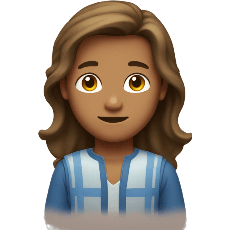 Boy with long brown hair and tanned skin emoji