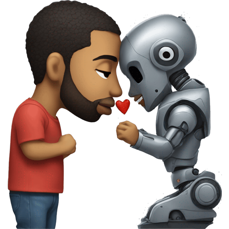 Drake kissing a robot emoji