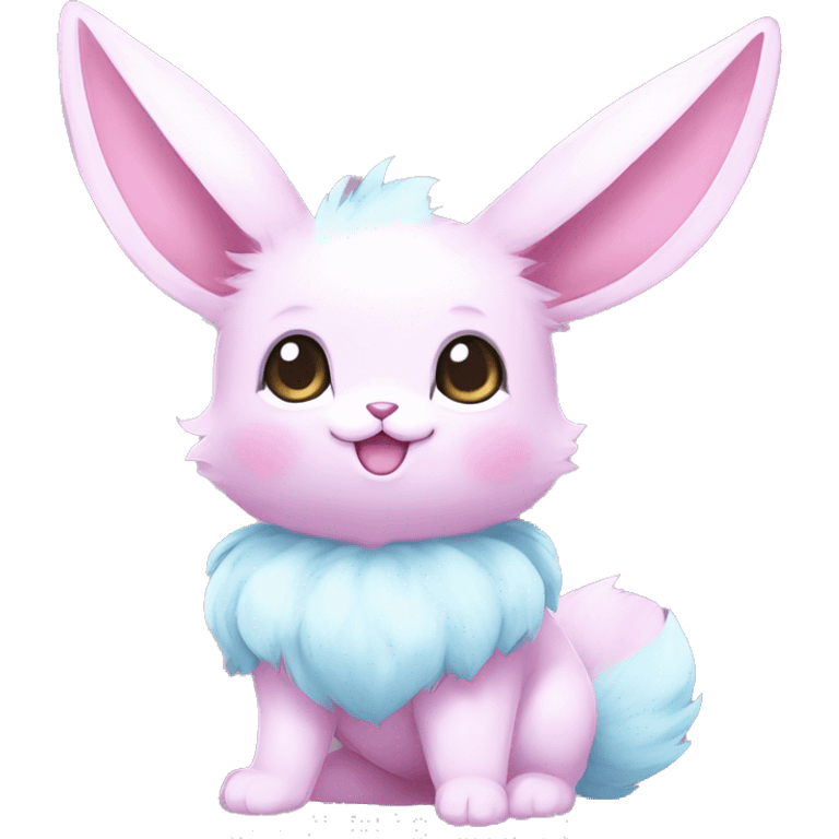 Kawaii Pastel Cotton-Candy-Colored Eeveelution-Cute-Bunny-Pokémon-fusion full body emoji