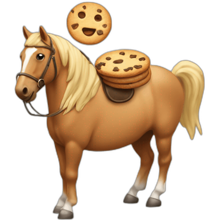 Chat qui mange un cookie sur le dos d’un cheval emoji