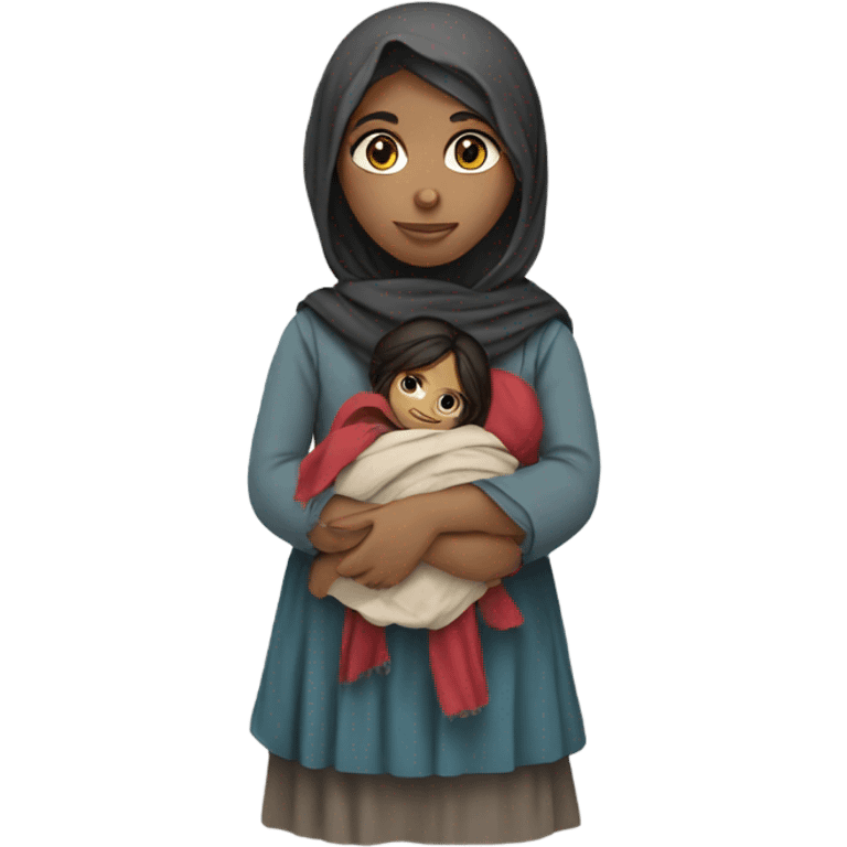 An Afghan girl with a rag doll  emoji