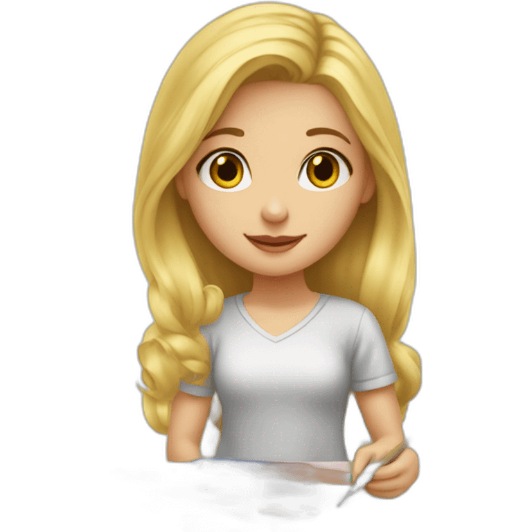 blonde girl painting in front of drawing board emoji