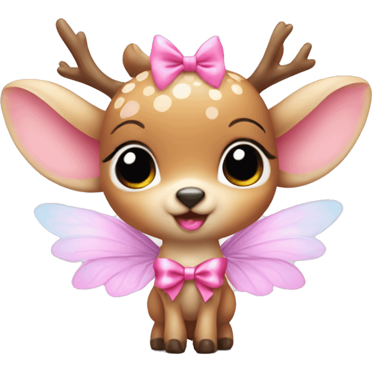 baby deer with fairy wings and a pink bow around its neck  emoji