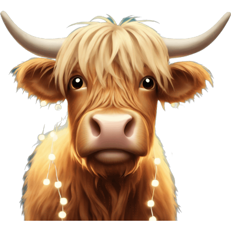 highland cow with christmas lights emoji