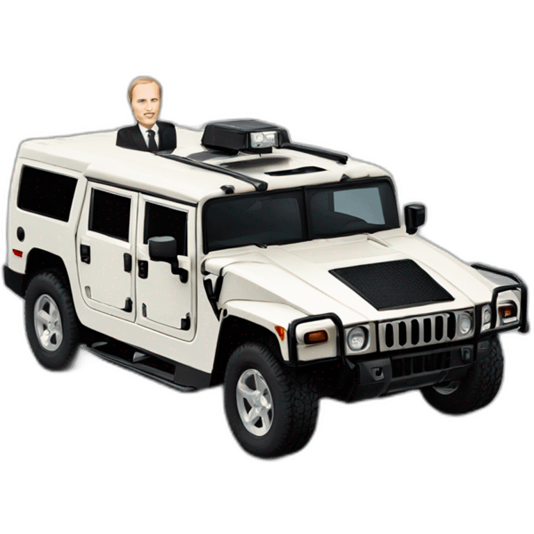 Vladimir Poutine in a Hummer h1 emoji