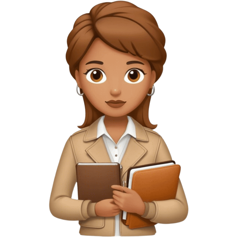  female sport coach with coach wear and holding a notebook emoji