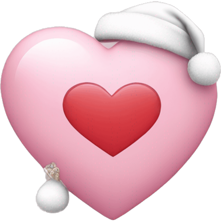 a light pink heart with a santa hat emoji