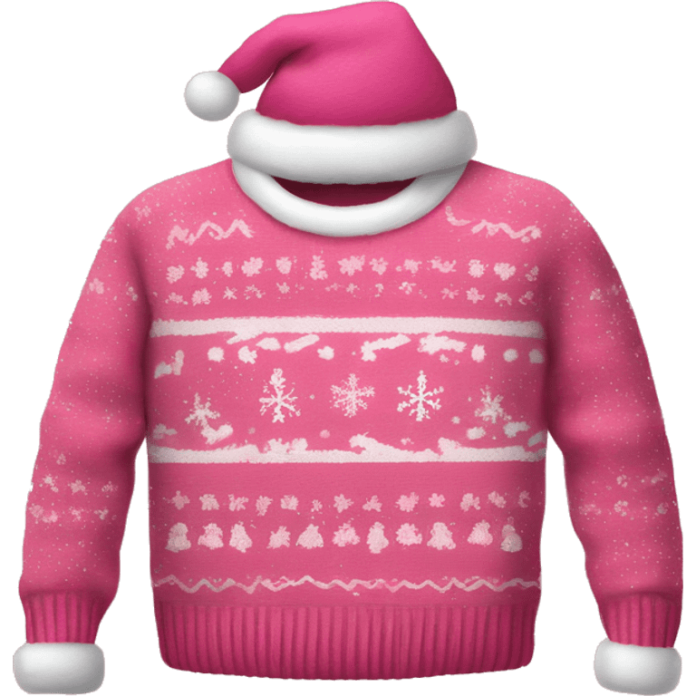 Realistic isolated pink ugly Christmas sweater emoji