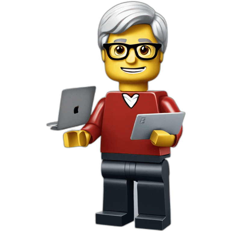 lego Tim cook with a MacBook in his hand emoji